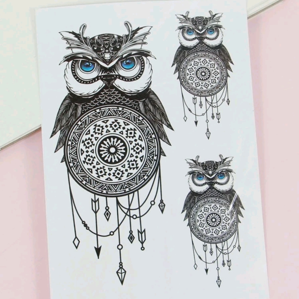 Owl Mandala Temporary Tattoos
